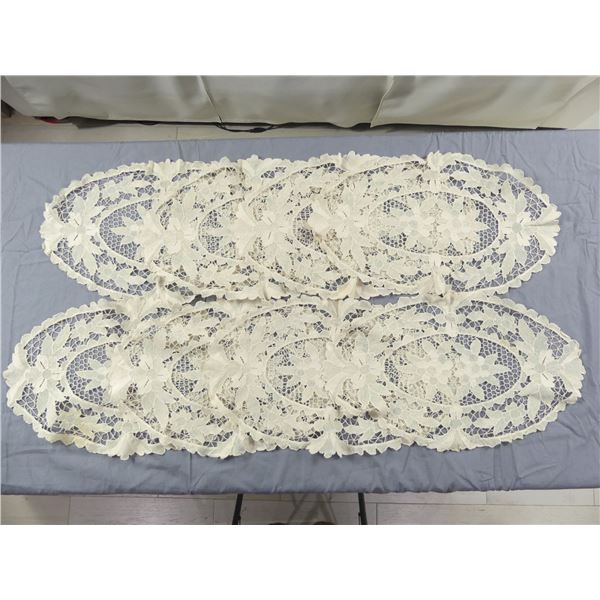 Lot of 8 Vintage Oval Lace Placemats