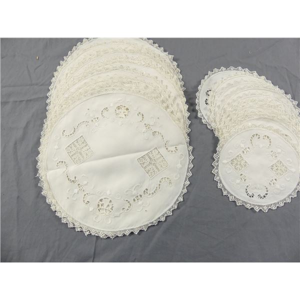 Lot of 12 Large Mixed Lace Plate Doilies, & 10 Small