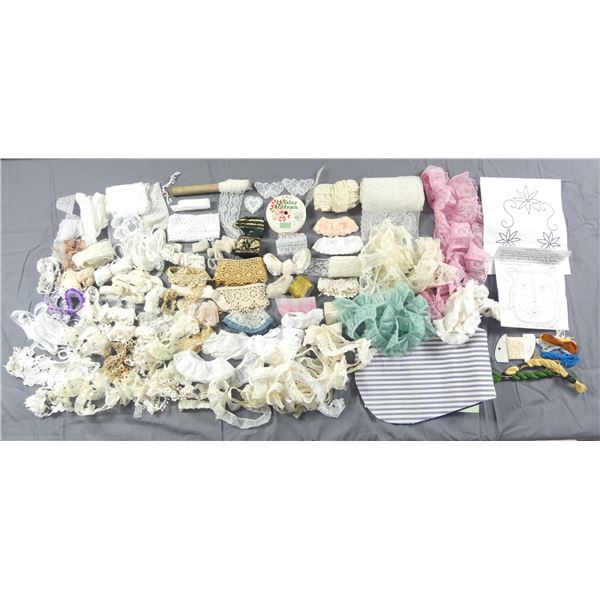 Lot of Vintage Trims, Lace, Eyelet, Crochet & Ribbon