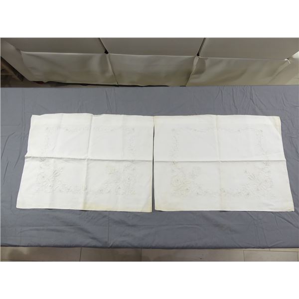 Pair of Vintage Embroidered Pillow Cases