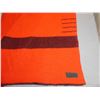 Image 2 : Vintage Red Striped Wool Hudson Bay Blanket with 4 Point/Line Mark