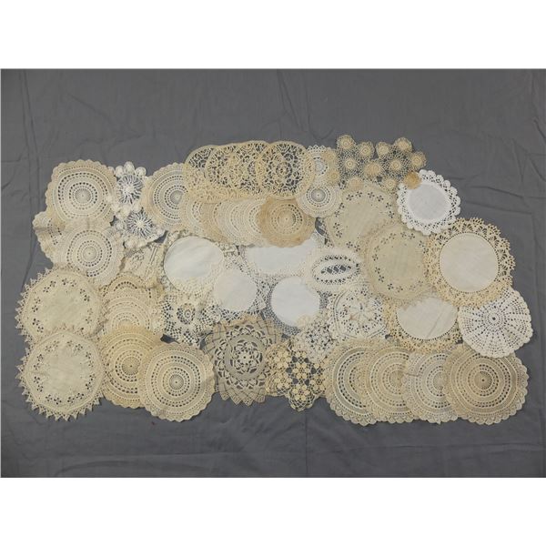 Lot of 46 Various Lace & Linen Coaster/Doilies, Some Sets