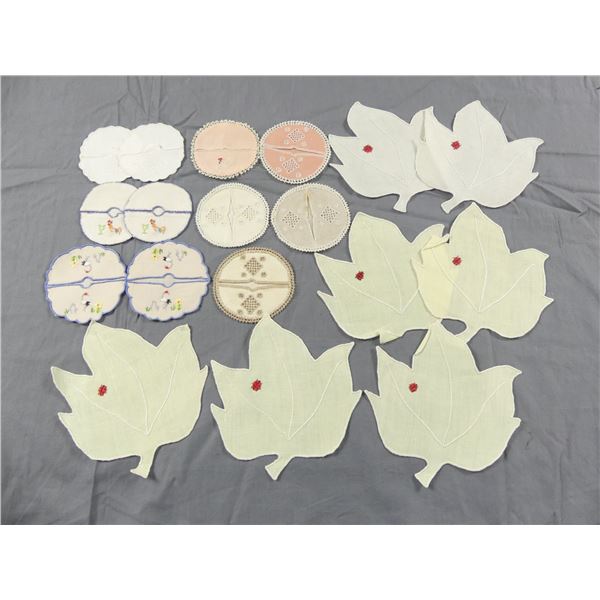 Lot of 17 Various Vintage Coasters, All Embroidered, Roasters, Lady Bug & Other