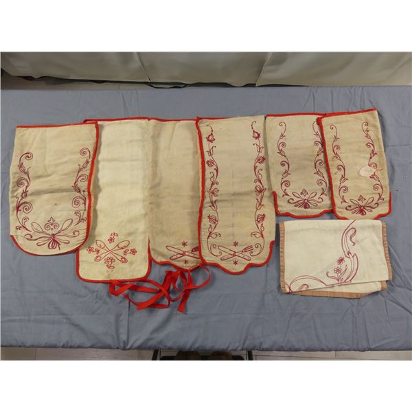 Lot of 7 Vintage Turkey Red Embroidered Silverware Bag/Holders