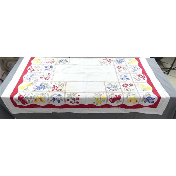 Vintage Printed Cotton Kitchen Tablecloth with Fruit