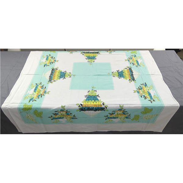 Vintage Printed Kitchen Tablecloth with Fruit Bowls