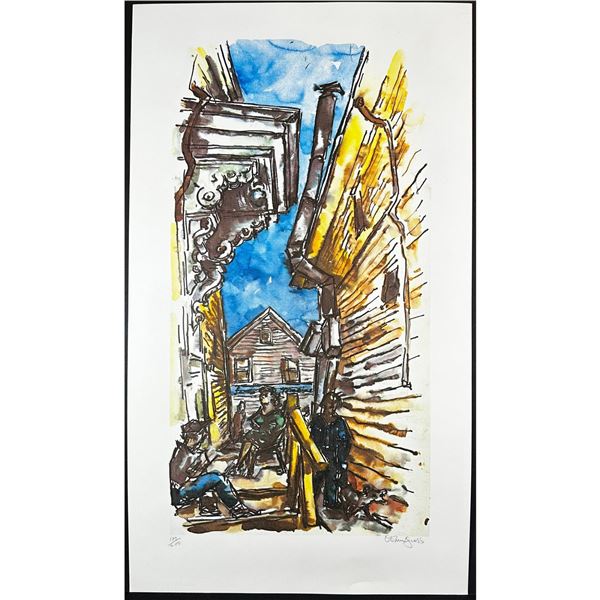 Chaim Gross (1904-1991) New England Street Scene, Signed