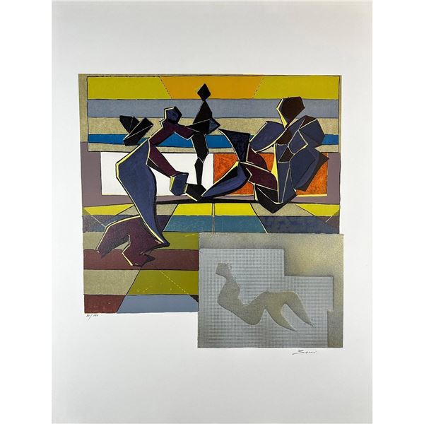 Paolo Boni (Italian 1926) Embossed Lithograph Transport, signed