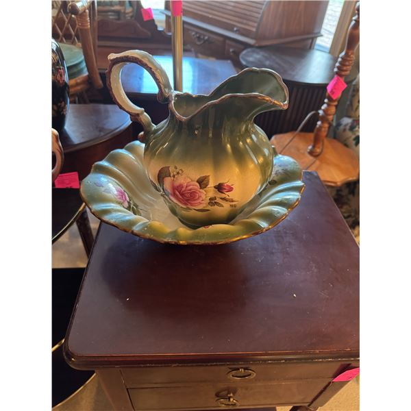 Staffordshire England pitcher and bowl