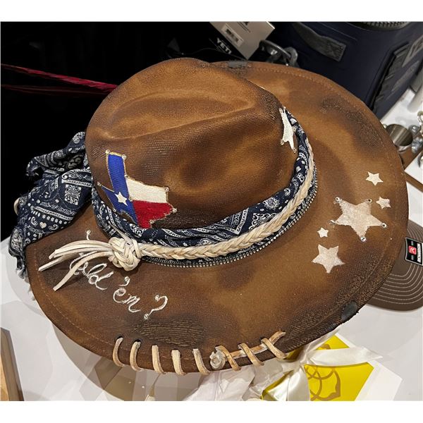 Texas Hold’em Style Package: Hand-Painted Cowboy Hat & Kendra Scott Earrings