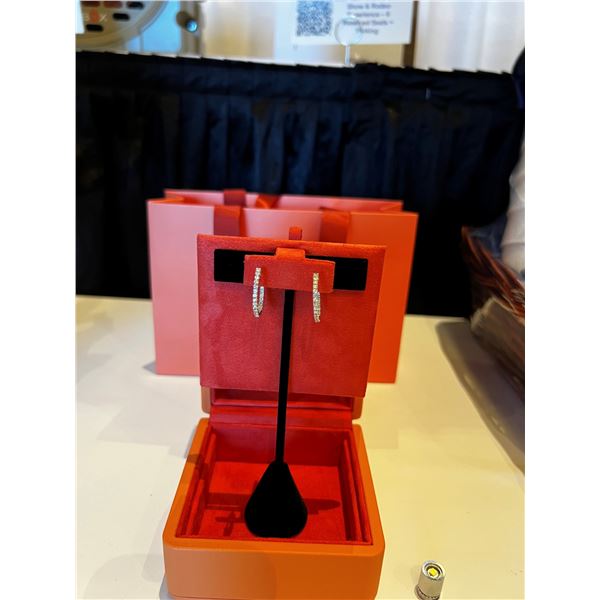 Diamond Oval Hoop Earrings in White Gold