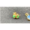 Image 2 : THREE 18K PENDANTS SET WITH OPAL TRIPLETS & PAIR 14K EARRINGS SET WITH JADEITE (3G TOTAL)
