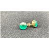 Image 2 : PAIR 14K EARRINGS SET WITH GREEN STONES & PAIR 18K EARRINGS SET WITH JADEITE (13.3G TOTAL)