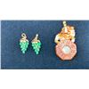 Image 1 : JADEITE PENDANT & TWO 14K PENDANTS SET WITH JADEITE (4.3G TOTAL)