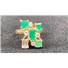 Image 1 : 14K LADIES RING SET WITH EMERALDS, CUBIC ZIRCONIA AND DIAMONDS (CENTER 0.15, 5.7G TOTAL)