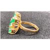 Image 2 : 14K LADIES RING SET WITH EMERALDS, CUBIC ZIRCONIA AND DIAMONDS (CENTER 0.15, 5.7G TOTAL)