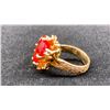 Image 2 : 14K LADIES RING SET WITH ORANGE STONE AND DIAMONDS (0.08CT, 12.8G)
