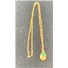 Image 1 : 10K CHAIN (24") WITH 18K NUGGET PENDANTS SET WITH EMERALD (19.3G)