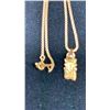 Image 2 : THREE 10K CHAINS (14-18") WITH 14K PENDANTS SET WITH ASSORTED STONES (6.6G)