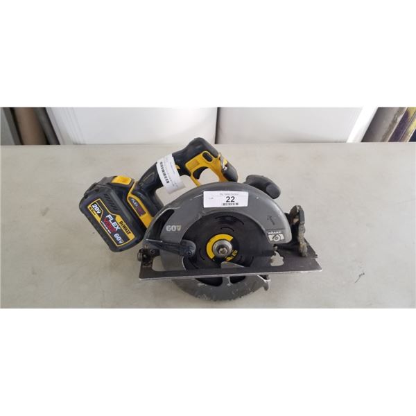 DEWALT CORDLESS CIRCULAR SAW WITH 60V FLEX BATTERY, NO CHARGER