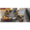 Image 1 : 3 DEWALT 20 VOLT DRILLS WITH DEWALT SPIN SANDER