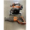 Image 1 : CORDLESS RIDGID CIRCULAR SAW AND RECIP SAW, ONE BATTERY, NO CHARGER