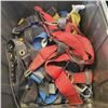 Image 2 : 5 SAFETY HARNESSES AND 2 RESCUE HELMETS, IN BLACK TOTE