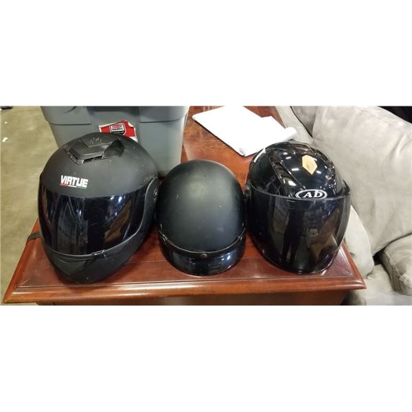 3 HELMETS ONE WITH FACE SHEILD