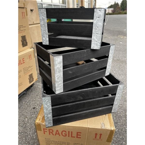 2 NEW SETS OF 3 BLACK AND SILVER NESTING BOXES