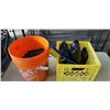Image 1 : CRATE WITH ANTIFREEZE AND TWO BUCKETS WITH FASTENERS AND PARTS BINS
