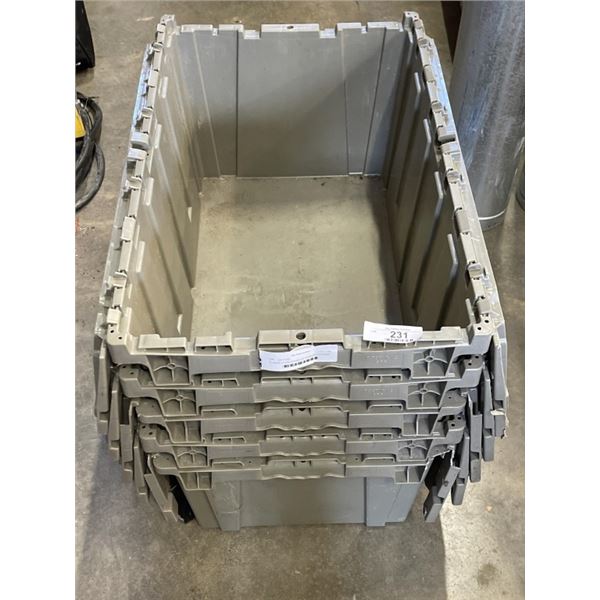 5 LARGE INTERLOCKING LID STACKING STORAGE TOTES