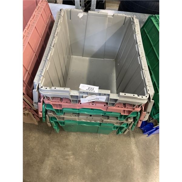 5 NEW INTERLOCKING LID STACKING STORAGE TOTES