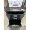 Image 2 : 2 DRAWER BLACK FILING CABINET AND TWO HALOGEN WORK LIGHTS