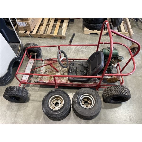 RED TUBE FRAME GO-CART, WITH SPARE TIRES