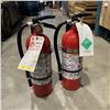 Image 1 : 2 FULLY CHARGED CHEMICAL DRY FIRE EXTINGUISHERS WITH WALL MOUNT HOLDER BRACKETS