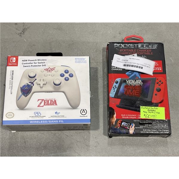 NINTENDO SWITCH BATTERY AND CHARGER WITH ZELDA CONTROLLER, TESTED WORKING