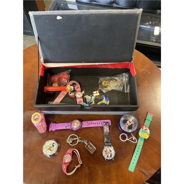 BOX OF DISNEY MICKEY COLLECTIBLES AND MORE