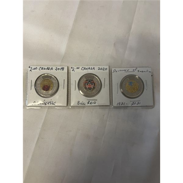 3 CANADIAN TOONES 2018 ARMISTICE, 2020 BILL REID, 2018 INSULIN