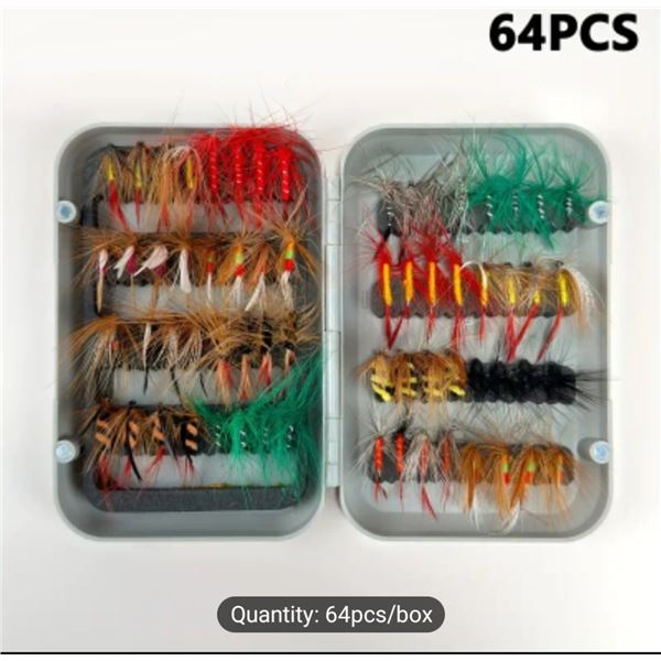 NEW 64PCS FLY FISHING LURE KIT