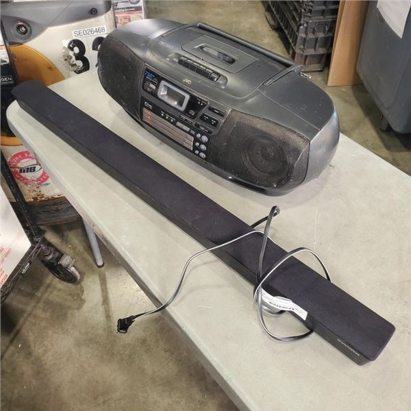 MAGNAVOX SOUND BAR AND JVC PORTABLE CD PLAYER