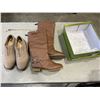 Image 1 : NEW CLARKS SIZE 8.5 SHOES, AND MODA SIZE 5 BROWN LEATHER BOOTS