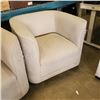 Image 3 : PAIR OF GREY FABRIC SWIVEL TUB CHAIRS, CAT TORN ON CORNER, NO STAINS