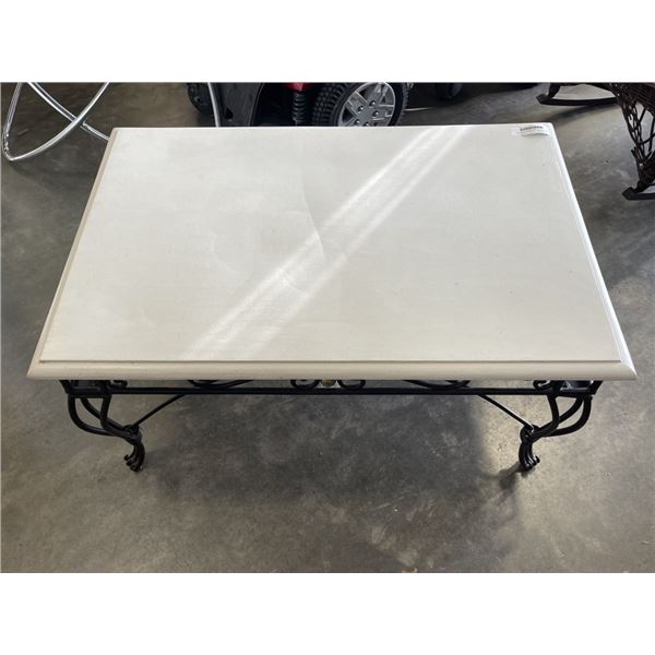 WROUGHT IRON BASE COFFEE TABLE WITH WHITE TOP