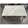 Image 1 : WROUGHT IRON BASE COFFEE TABLE WITH WHITE TOP