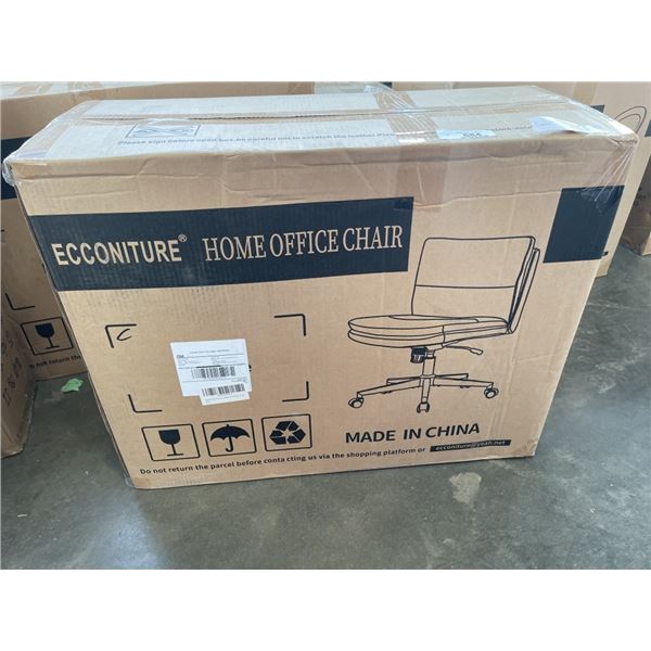 BRAND NEW ECCONITURE MODERN GRAY LEATHER PADDED OFFICE CHAIR, RETAIL $299
