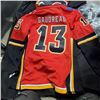 Image 2 : 2 NEW CALGARY FLAMES NHL ICE HOCKEY JERSEYS MENS MEDIUM AND WOMENS LARGE WITH THE LATE JOHNNY GAUDRE