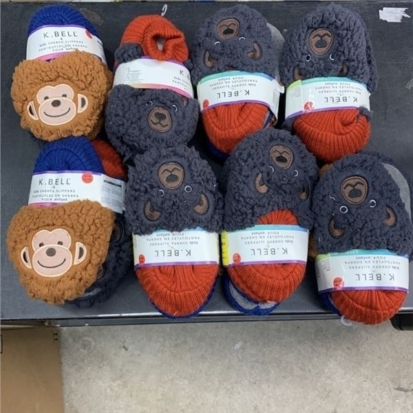 8 PAIR OF AS KIDS NEW SHERPA SLIPPERS SIZE 10-13