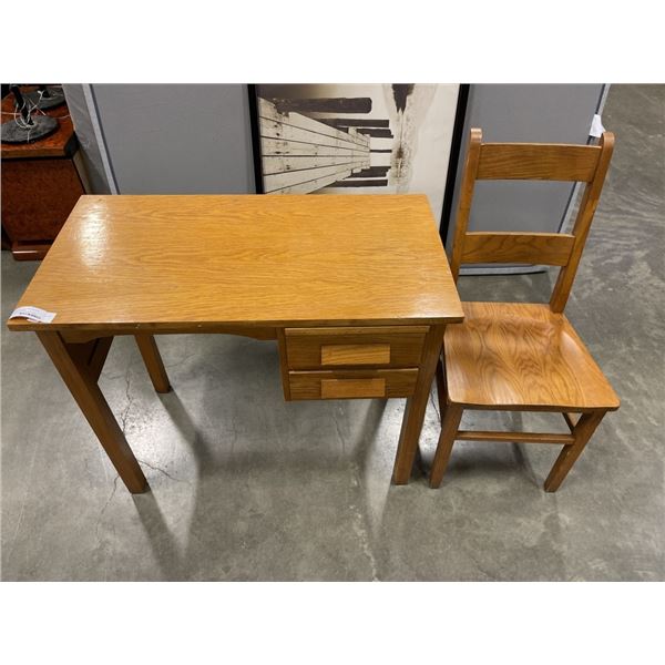 ANTIQUE OAK DESK AND CHAIR