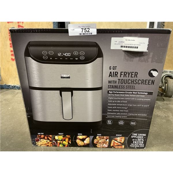 BELLAPRO 5.7L TOUCHSCREEN AIR FRYER - TESTED WORKING, RETAIL $219