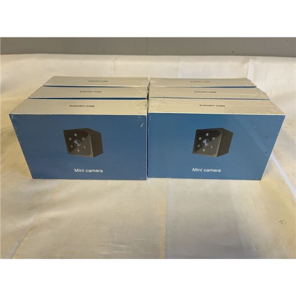 6 NEW MINI WIFI CAMERAS, MOUNT AND CHARGER INCLUDED